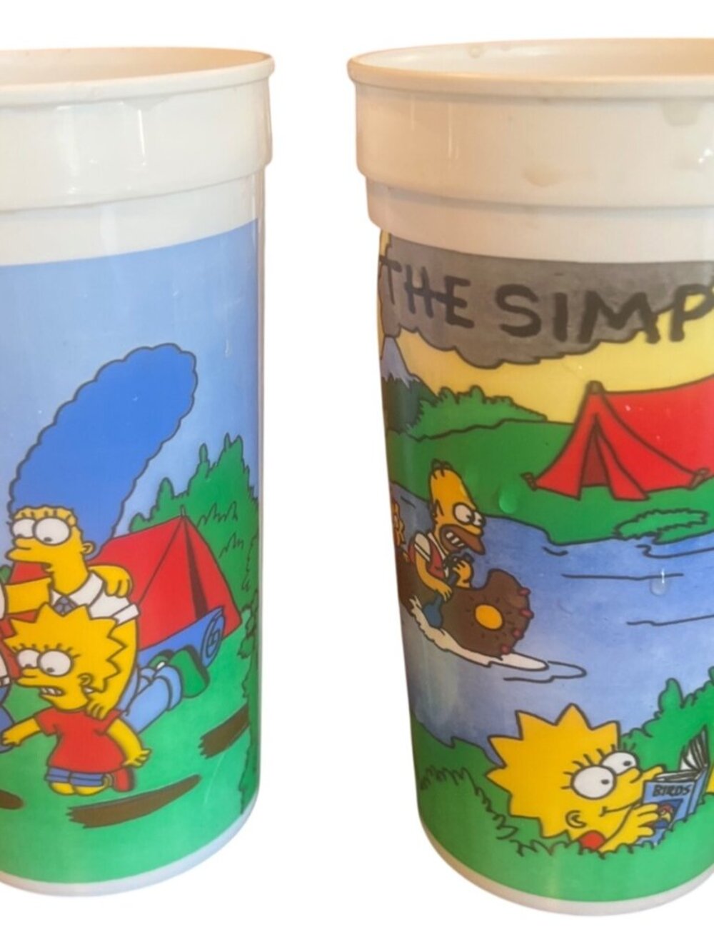 Simpsons Burger King plastic tumbler 2 cups 1990 vintage